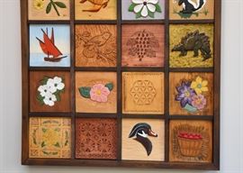 $425 - "Fruitbelt Woodcarvers" Wood Carved Tile Wall Art (Approx. 25" W x 45" H)