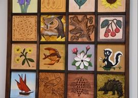 $425 - "Fruitbelt Woodcarvers" Wood Carved Tile Wall Art (Approx. 25" W x 45" H)