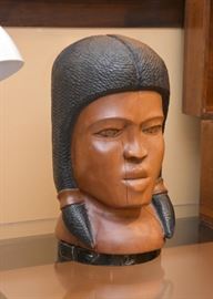$60 - Wood Carved Native American Bust (Approx. 14.5" H)