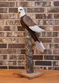 $250 - Folk Art Wood Carved Eagle Statue by Mack Hodges (Approx. 28.25" H)