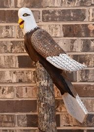 $250 - Folk Art Wood Carved Eagle Statue by Mack Hodges (Approx. 28.25" H)
