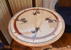 $1,200 - One-of-a-Kind Art Piece - Side Table with Elephants by Jan Miller