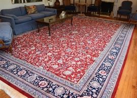 $3,500 - Room Sized Persian Area Rug - Blues & Reds (Approx. 18'8" x 12')
