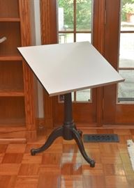 $100 - Vintage Tilt-Top Drafting Pedestal Table with Cast Iron Base