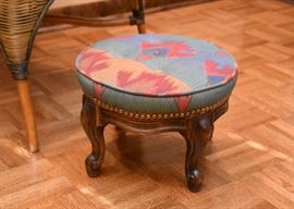440 - Vintage Footstool with Upholstered Top