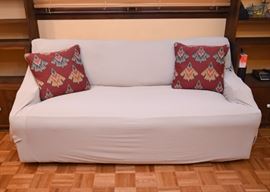 Slip-Covered Sofa, Throw Pillows
