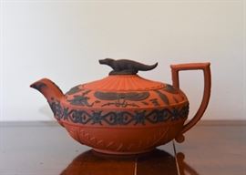 $2,000 - RARE! Wedgwood Rosso Antico Egyptian Revival Teapot