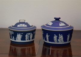 $75 Each - Wedgwood Blue Jasperware Covered Butter Lugger  Dishes