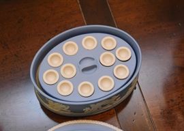 $450 - Wedgwood Blue Jasperware Ladies Oval Paint Box (with insert)