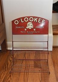 SOLD- O-Lookee Quality Candies, Walter Birk Candy Co. Metal Store Display Rack (Wonderful Condition!)