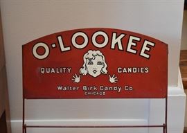 SOLD - O-Lookee Quality Candies, Walter Birk Candy Co. Metal Store Display Rack (Wonderful Condition!)