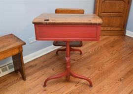$150 - Vintage Red Painted Children's School Desk