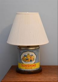 $75 - Sunshine Brand Tin Upcycled into Table Lamp