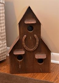 $28 - Folk Art Birdhouse with Horseshoe