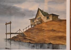 $350 - "Pier and Water" Original Artwork by M. Malinowski (Approx. 26.5" L x 22.5" H)