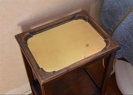 Side Table with Gold Metal Inset Top
