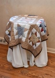 Round Side Table, Quilted Table Topper