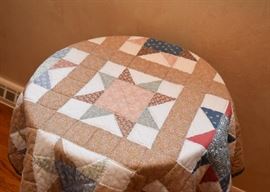 Round Side Table, Quilted Table Topper
