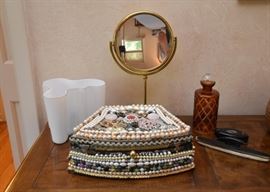 Vanity Mirror, Beaded Jewelry Box