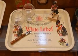 Vintage White Label Scotch Whisky Bar Tray