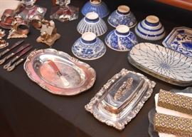 Silverplate Tray, Butter Dish