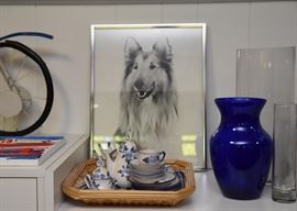 Collie Dog Drawing, Miniature Tea Set