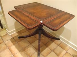 Leather drop leaf table