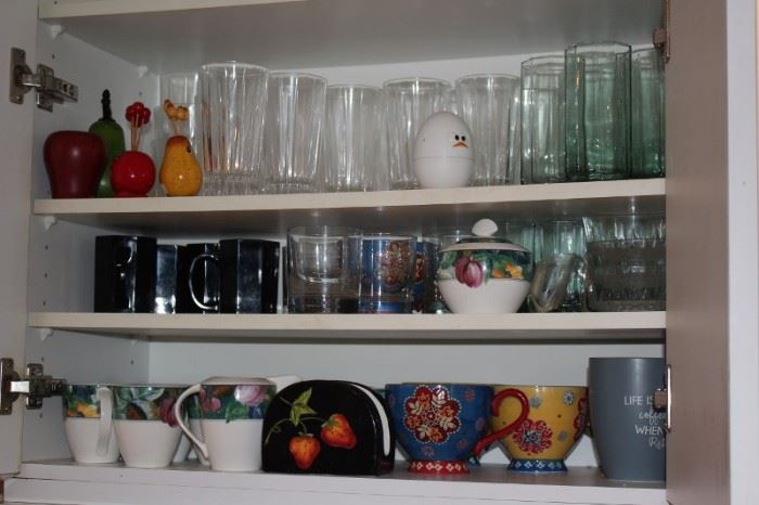Assorted Glassware, Mugs,  and more Kitchenware