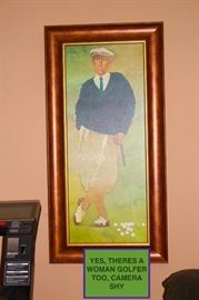 Pair of Man & Woman Golfer Portraits
