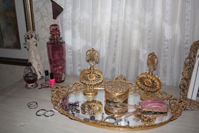Perfume Tray and Bottles with Bric-A-Brac