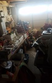 FULL GARAGE..TO BE SORTED..TOOLS AND CHRISTMAS ITEMS