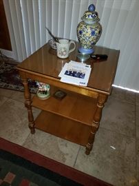 Two shelf glass top end table 