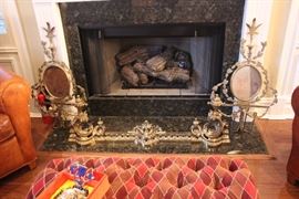 French style fire fender & pair chenets