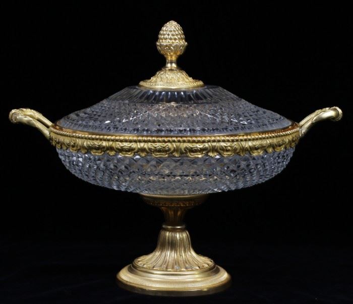 CRYSTAL AND BRONZE COVERED URN, H 11.5", DIA 14"
Lot # 2096 