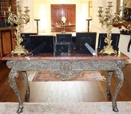 Marble top Bronze Console Table