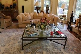 Modern Glass & Iron Coffee Table