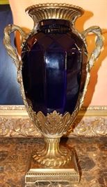 Bronze Mounted Cobalt Porcelain, a pair