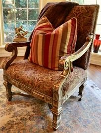Gilt Wood & Upholstered Armchair