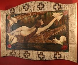 Original oil on Panel with Artist made Tin Frame by Warren Long