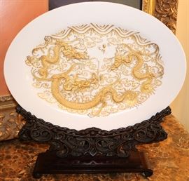 Chinese Porcelain with Gilt Applied Dragons