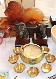 Daum Lion, Bookends, Indian Brass