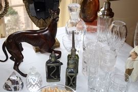 Bronze Dog, Cut Crystal, Waterford, etc.