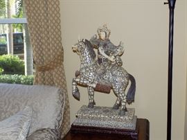 Antique Chinese Carvings, Pair of 2 Horses, Over 24" Tall ( second one not in photo)