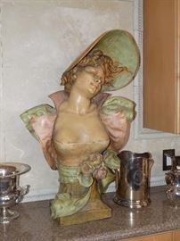 French Art Nouveau Statue, Early 1900's Signed
