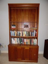 Amish, custom made storage unit with upper Bookcase. Beautiful solid Cherry