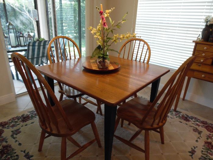 Dinette Set,  All wood table, 4 wood chairs