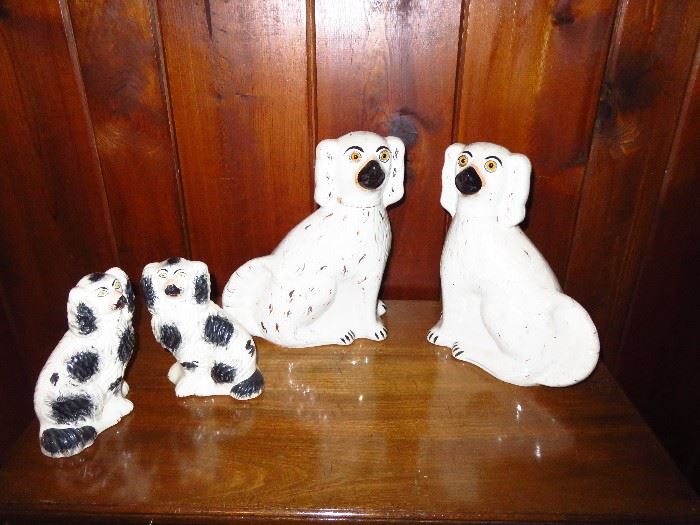 Staffordshire porcelain dogs (large & small)