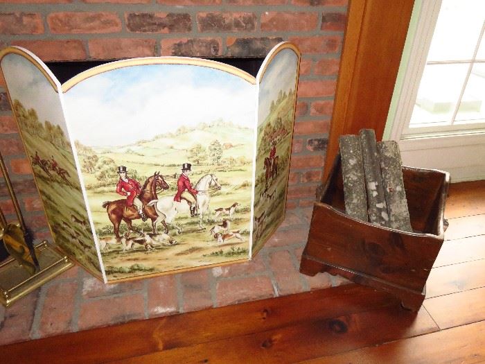Vintage fireplace screen & accessories