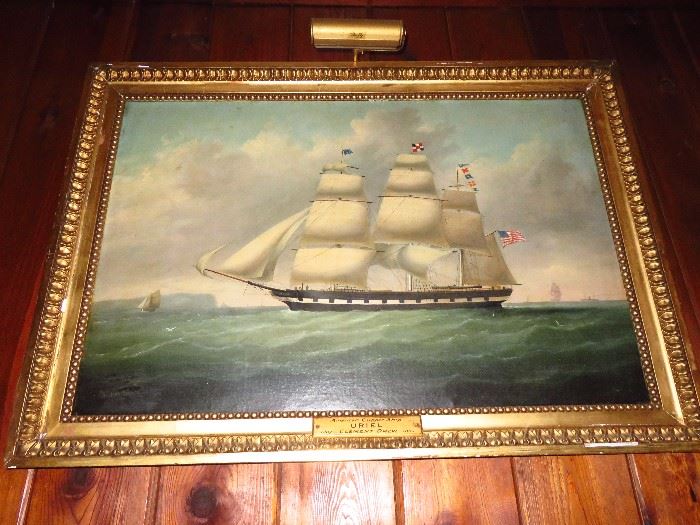 URIEL American Clipper Ship of the early 1900's Signed by the artist Clement Drew