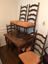Oak fold out table and chairs